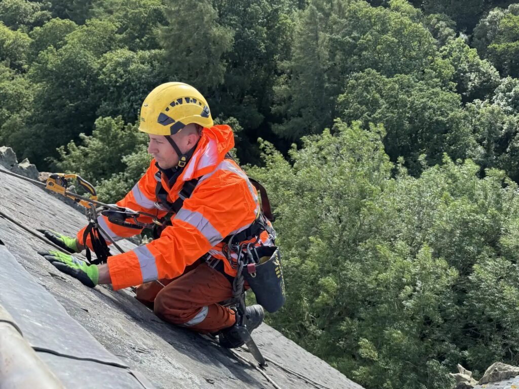 Rope access roofing repairs